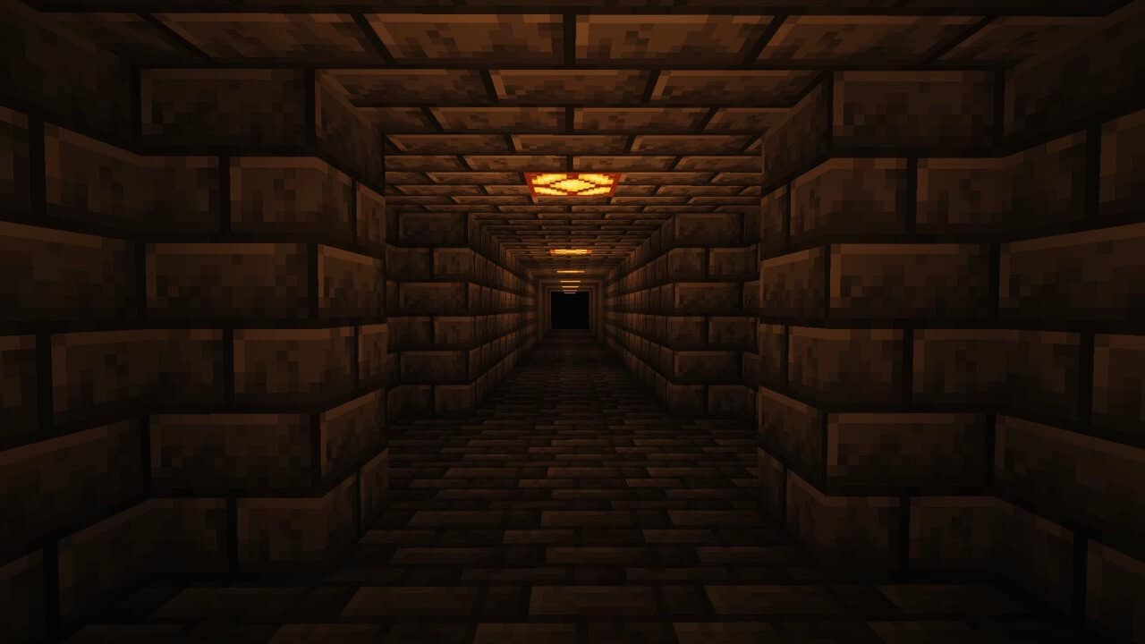 Minecraftの暗いトンネル