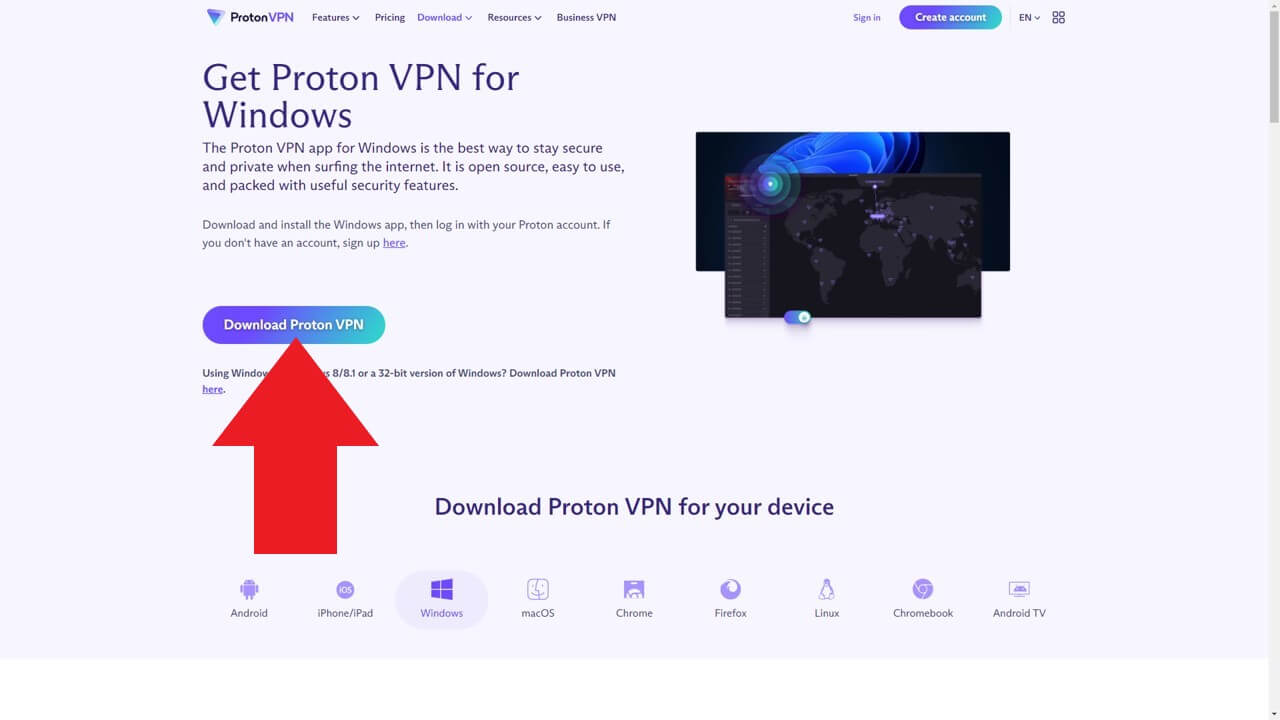 Proton VPN 無料版をダウンロード