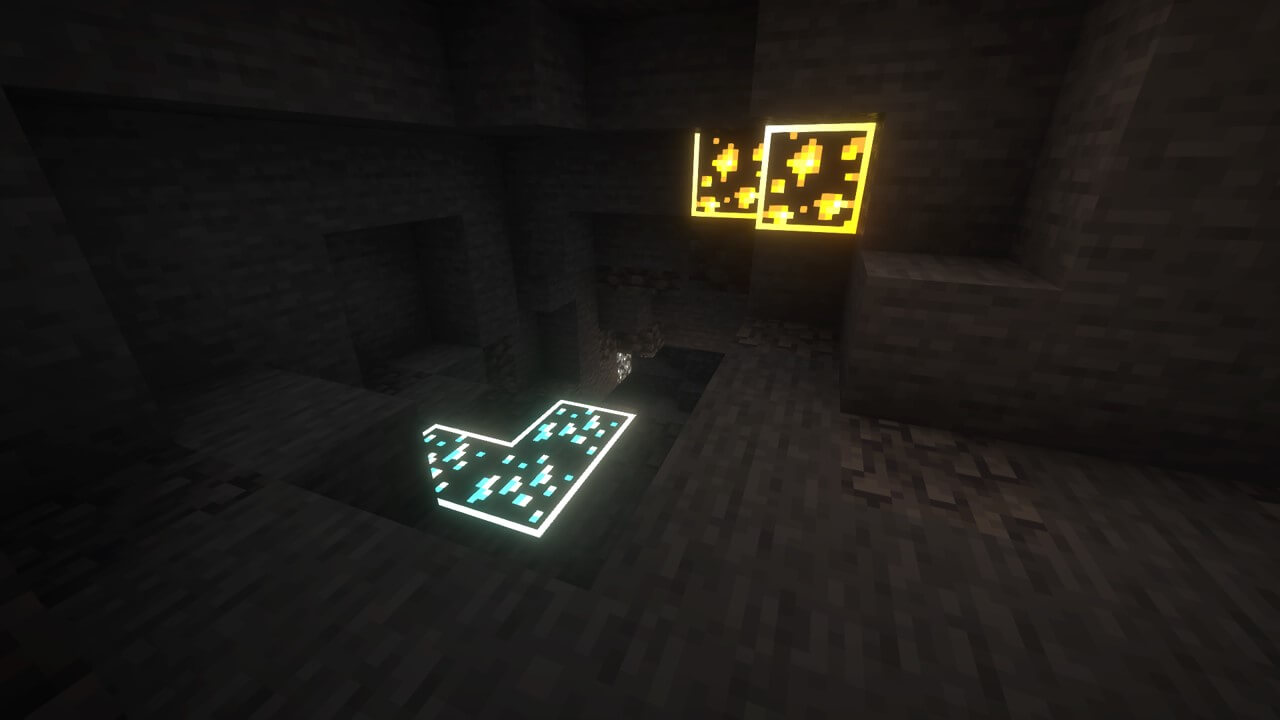 マイクラの洞窟で輝く鉱石