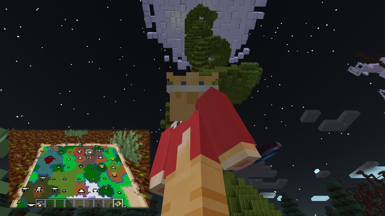 마인크래프트 캐릭터와 거대한 콩나무