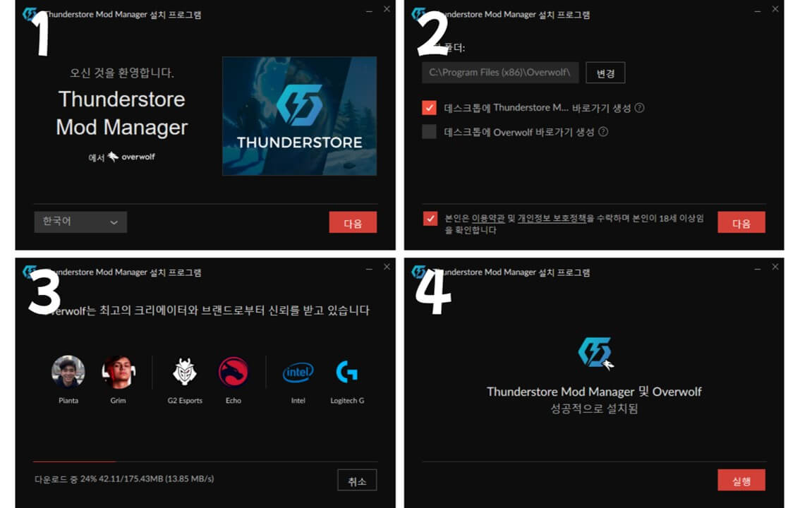 Thunderstore Mod Manager 설치 프로그램