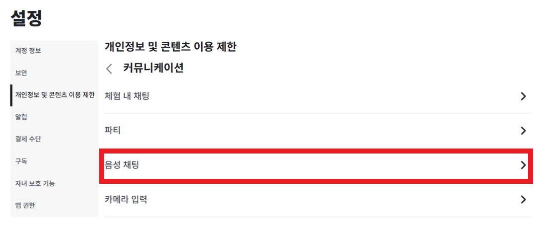 음성채팅 설정