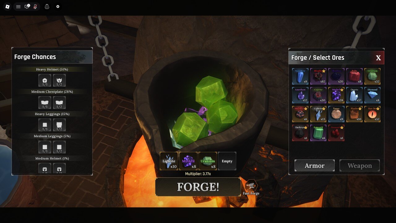 더 포지 방어구 제작