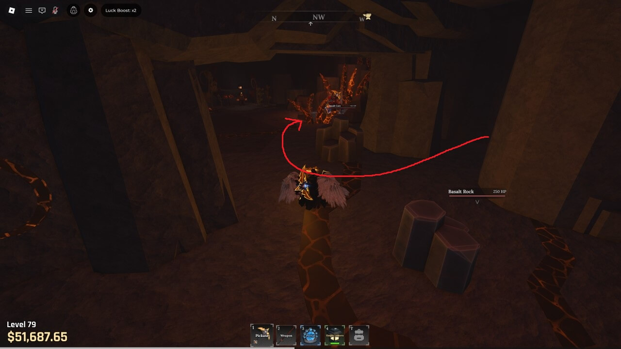 파괴된 동굴 내부