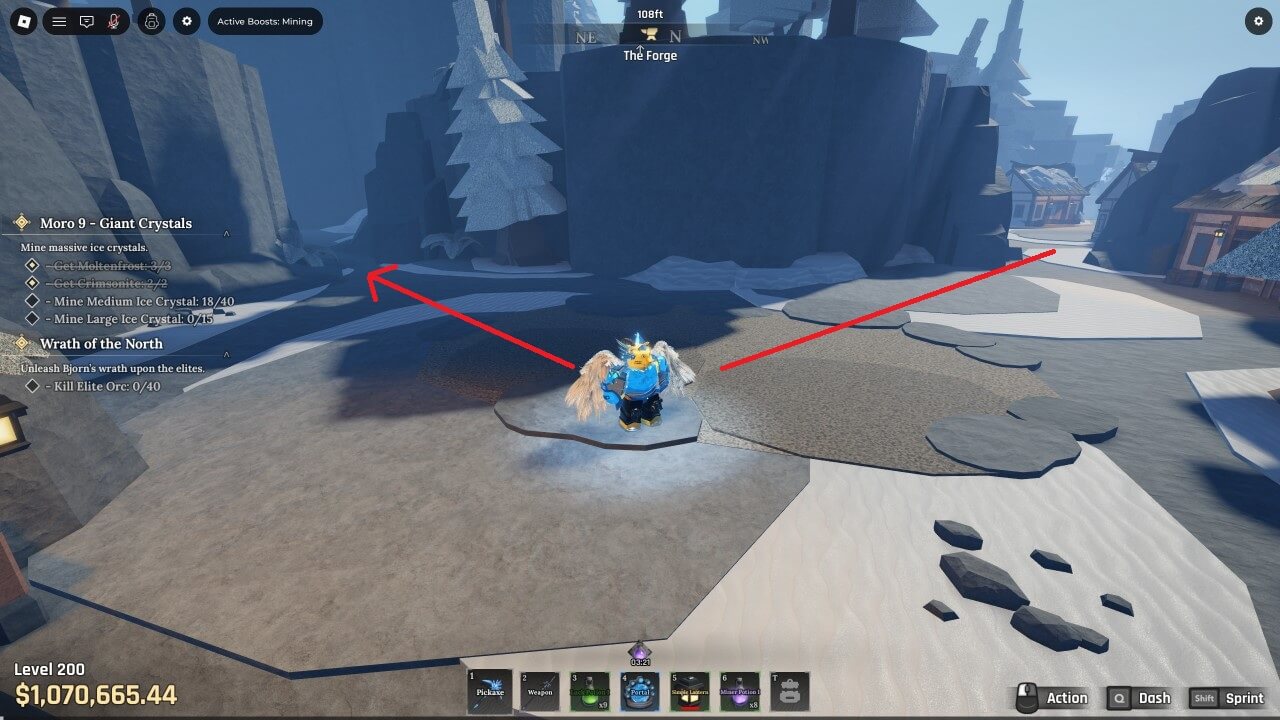 갈림길에서 나무 방향으로 전진